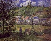 Camille Pissaro Landscape at Chaponval Norge oil painting reproduction